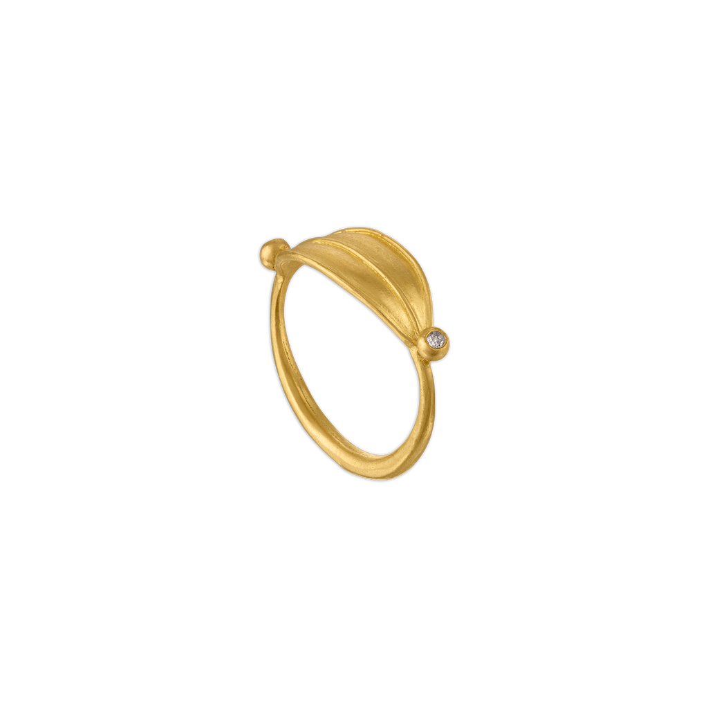 DIAMOND LAURUS RING, 22k yellow gold Brilliant cut diamonds Size 6 Made in New York, RINGS, Prounis Jewelry