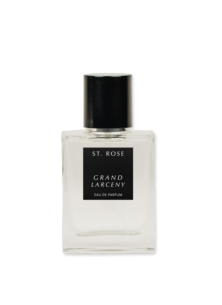 GRAND LARCENY EAU DE PARFUM, This composition first opens with the freshness of bergamot found on Italy's southern coast and opulence of French clary sage before unfolding into a spicy allure of the upcycled rose with notes of patchouli and Egyptian geran