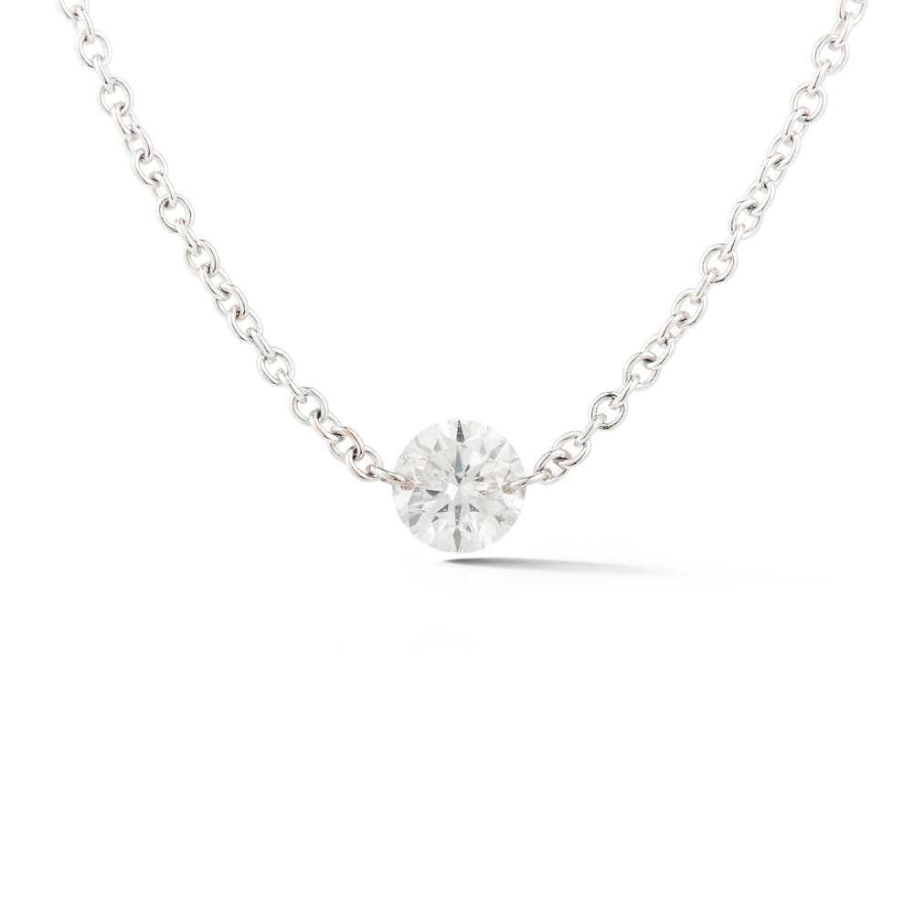 HADID DIAMOND SOLO NECKLACE, 18k white gold 0.47ct diamond 18 inches in length with adjustable clasp Made in New York, Necklace, ARESA New York