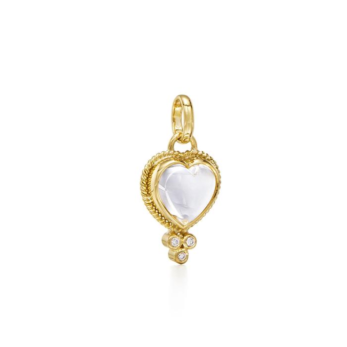 ROCK CRYSTAL HEART PENDANT, 18k yellow gold Rock crystal quartz Diamond granulation, Pendant, Temple St. Clair
