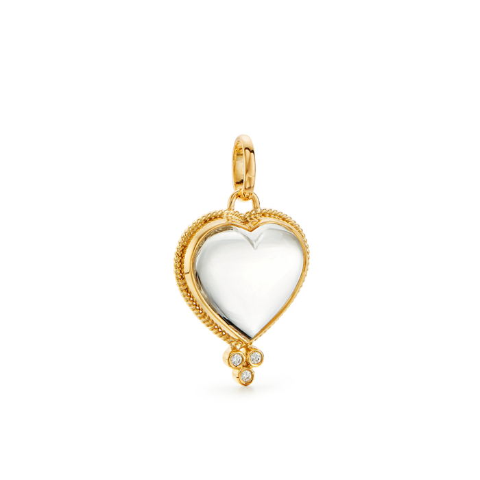 ROCK CRYSTAL HEART PENDANT, 18k yellow gold 
Rock crystal quartz 
Diamond granulation 
, Pendant, Temple St. Clair