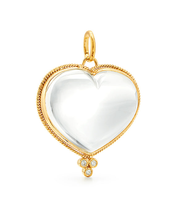 ROCK CRYSTAL HEART PENDANT, 18k yellow gold 
Rock crystal quartz 
Diamond granulation 
, Pendant, Temple St. Clair