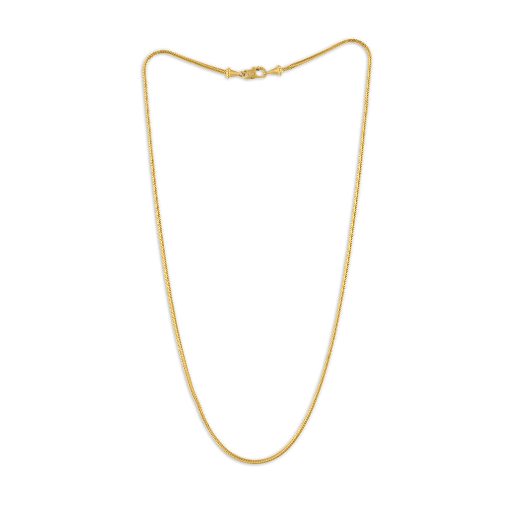 DUO LOOP CHAIN W/ FIBULA CLASP, 22k yellow gold Made in New York, NECKLACES, Prounis Jewelry
