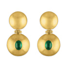 EMERALD DOUBLE DOME BULLA EARRINGS, 22k yellow gold 
Cabochon emeralds 
Made in New York 
, Earrings, PROUNIS