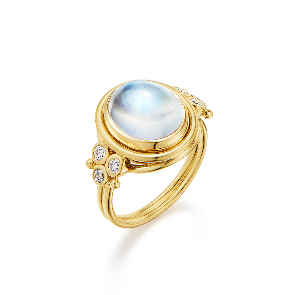 ROYAL BLUE MOONSTONE CLASSIC RING, 18k yellow gold Oval cabochon cut Royal Blue Moonstone Size 6.5, Ring, Temple St. Clair