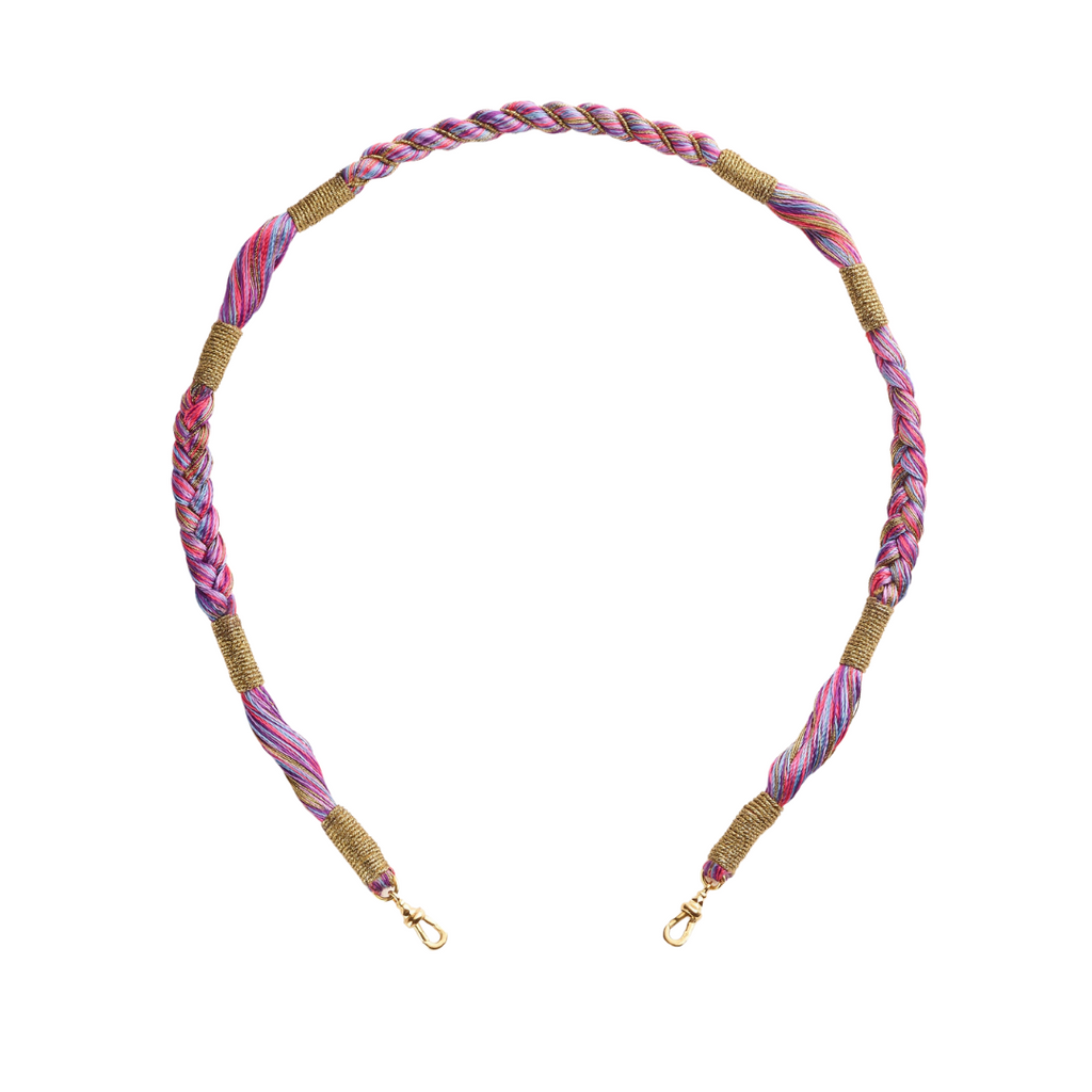CORDE RATHI PURPLE - 37CM, YELLOW GOLD CHAIN. HANDCUFF FINISH AT BOTH ENDS. 14K yellow gold Length : 37cm - 14.5in, Necklace, Marie Lichtenberg