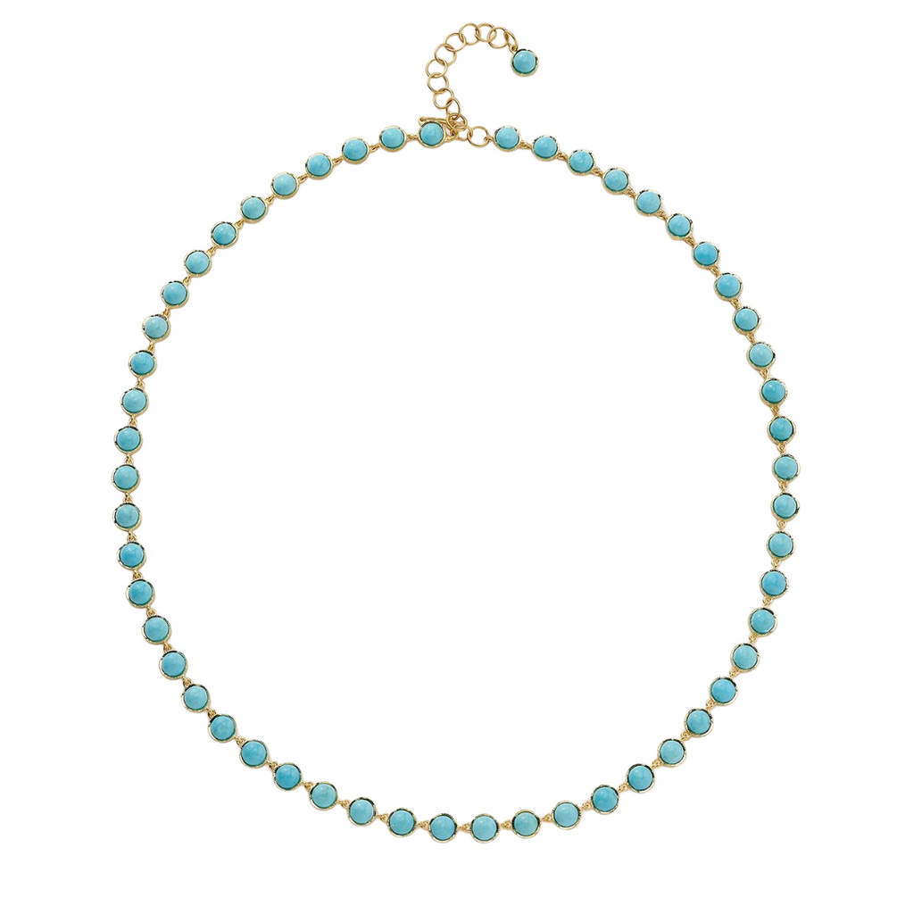 KINGMAN TURQUOISE NECKLACE, 18k gold 5mm Kingman turquoise Satin finish 18 inches in length Made in Los Angeles, Necklace, Irene Neuwirth