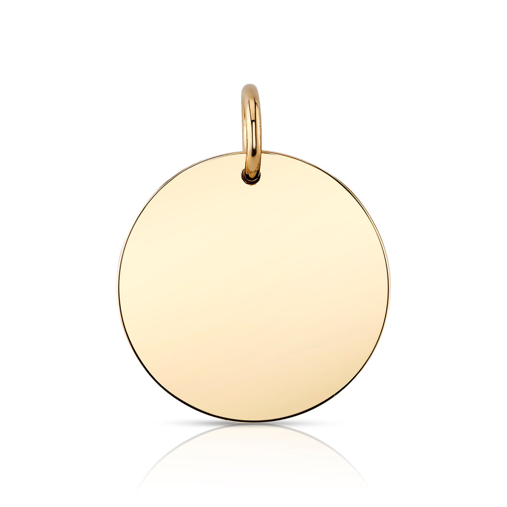 LETTER A DISC, 18k yellow gold 25mm diameter 0.34tw old European cut diamonds, G/H color, VS clarity Polished back Made in Los Angeles, Pendant, Single Stone San Marino