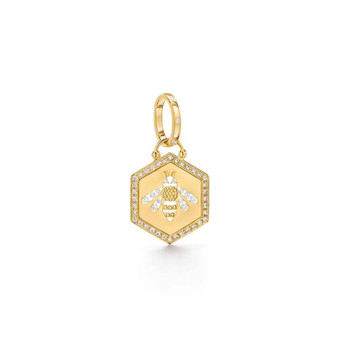 CUTOUT BEE PENDANT, 18K yellow gold Diamonds (0.53cts) Length: 33.5mm/1.32"; Width: 21.8mm/0.85", Pendant, Temple St. Clair