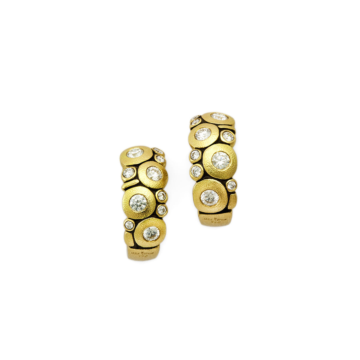 DIAMOND CANDY HOOPS, 18k yellow gold 
0.60ctw Brilliant cut diamonds 
Made in New York 
, Earrings, Alex Sepkus