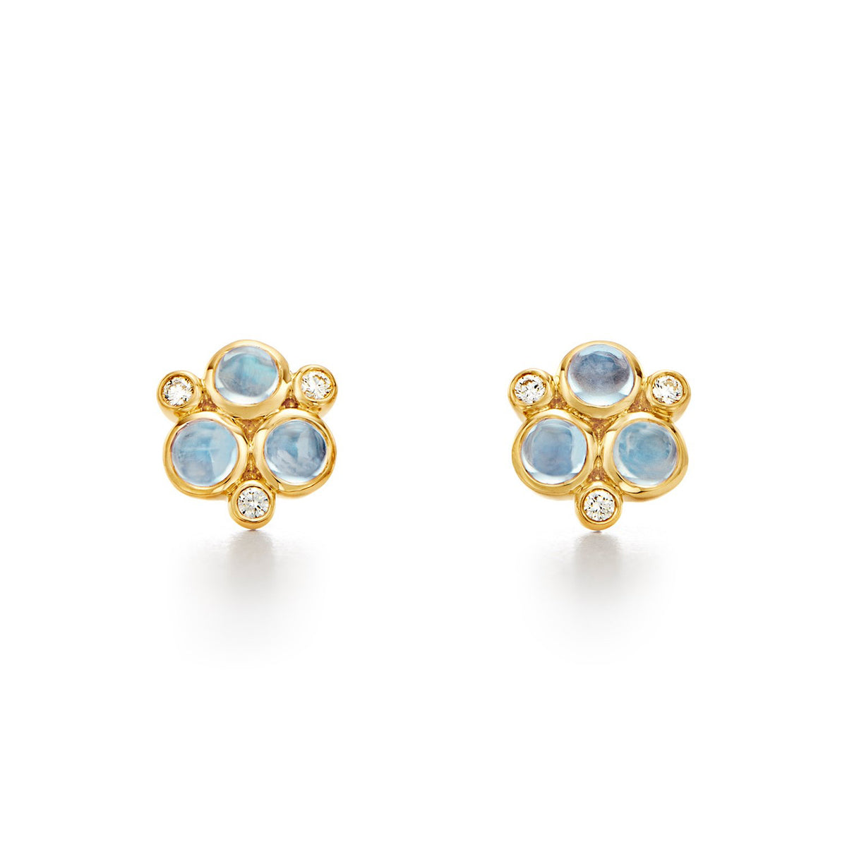 CLASSIC BLUE MOONSTONE GRANULATED EARRINGS, 18k yellow gold  
Royal Blue Moonstone 
Diamonds 
, Earrings, Temple St. Clair