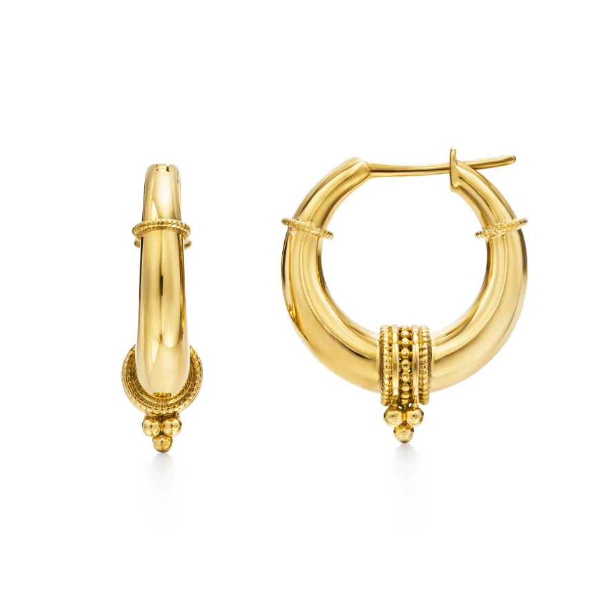 HELLENISTIC HOOPS, 18k yellow gold  
Length: 23.86mm/0.94", Width: 20.98mm/0.83" 
, EARRINGS, TEMPLE ST. CLAIR