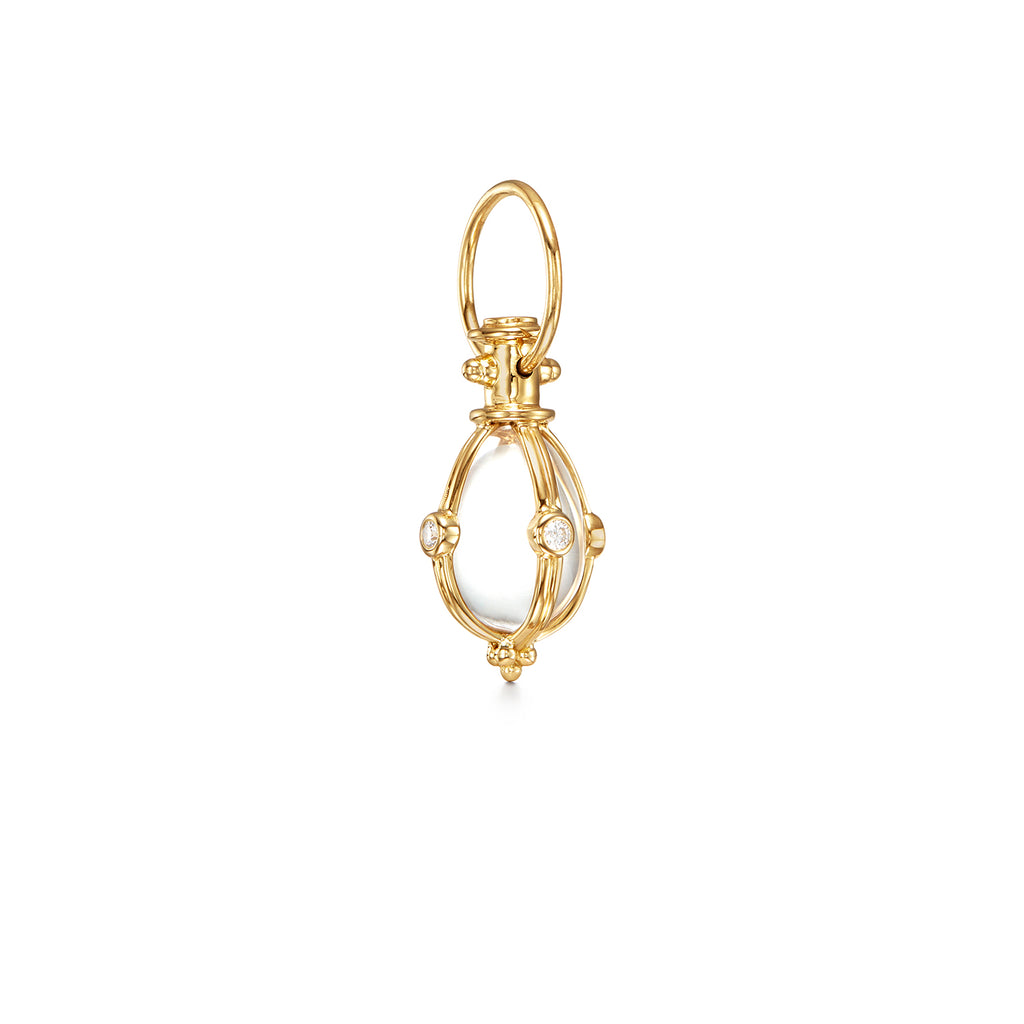 SMALL CLASSIC AMULET WITH DIAMONDS, 18k yellow gold 
Natural rock crystal 
0.24ctw diamond accents 
, Pendant, Temple St. Clair