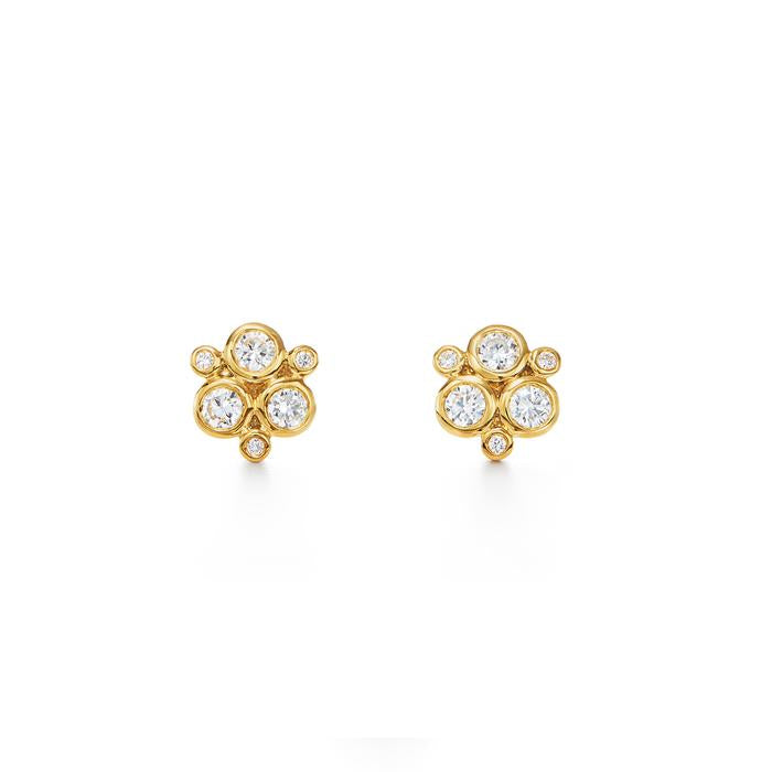 18K CLASSIC DIAMOND TRIO EARRING, 18K yellow gold • Post back • Diamond (0.47cts), Earrings, Temple St. Clair
