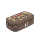 ZOE TRAVEL ZIP CASE, Mink velvet 
Mirror, 3 ring rolls, medium compartment with cover, and 2 small compartments 
LusterLoc™:, JEWELRY CASES, WOLF 